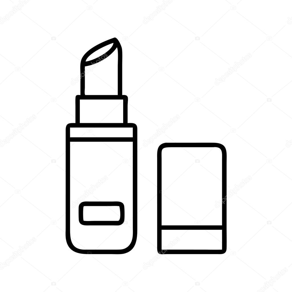 Outline lipstick and cap icon for beauty applications