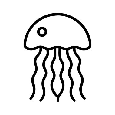 Bir denizanasının minimalist taslak simgesi, su hayvanı.