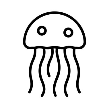 Denizanası okyanus yaratığı simgesi basit çizgi sanat tasarımı