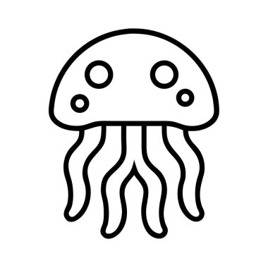 Denizanası basit özet çizgisi grafik simgesi tasarımı