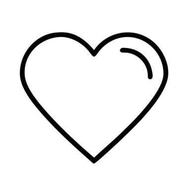 Basit siyah ana hatlı kalp ikonu, aşk ve sembol gibi.
