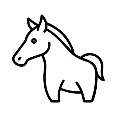 Ayakta duran bir at simgesi tasarımının basit çizimi