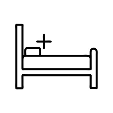 Tıbbi bakım için artı işareti olan hastane yatağı simgesi