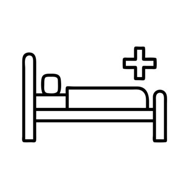 Tıbbi haç sembollü hastane yatağı ikonu