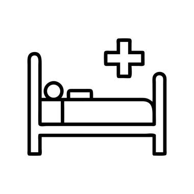 Tıbbi haç sembollü hastane yatağı ikonu.