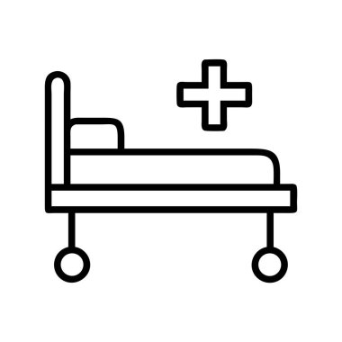 Sağlık sembolü olarak sağlık haçı olan hastane yatağı ikonu.