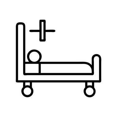 Tıbbi haç sembollü hastane yatağı ikonu