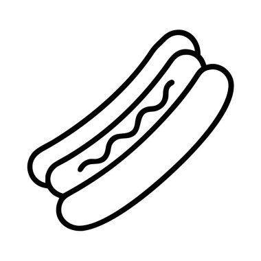 Sosisli sandviç ve baharat çizgisi sanat ana hatları simgesi grafiği