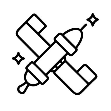 Parıltılı roket uzay aracı simgesi, uzay keşif sembolü