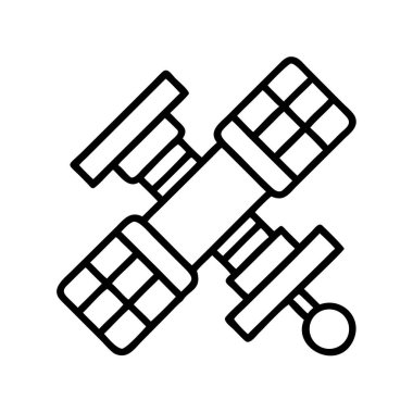 Küresel ağ için uydu simgesi ve çizgi sanatı