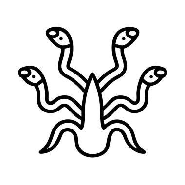 Stilize edilmiş beş başlı mitolojik canavar yaratık simgesi