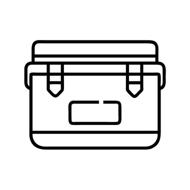 İzole edilmiş soğutucu çanta ana hatları ikon vektör grafik sanatı