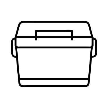 Soğutma kutusu simgesi ana hatları. taşınabilir yalıtımlı konteyner