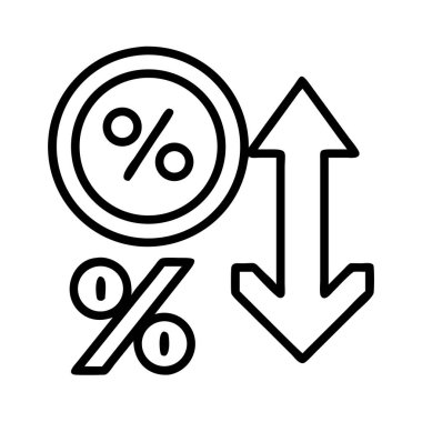 Yüzde dalgalanma büyüme azalan simge illüstrasyonu