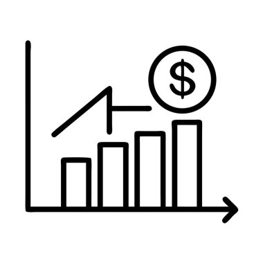 Beyaz üzerinde dolar işareti iş çubuğu grafik simgesi