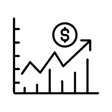 Yükselen para simgesi ile iş kar eğilimi grafiği
