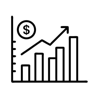 Artan dolar işaretiyle finansal büyüme çubuğu grafiği