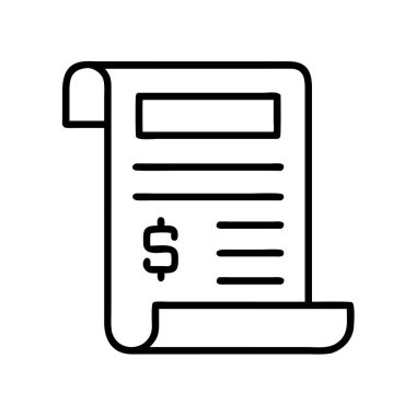 Dolar işareti ve satırları olan mali belge simgesi