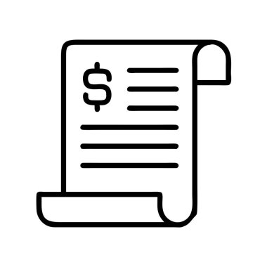 Mali belge faturası veya fatura simgesi ana hatları sembolü