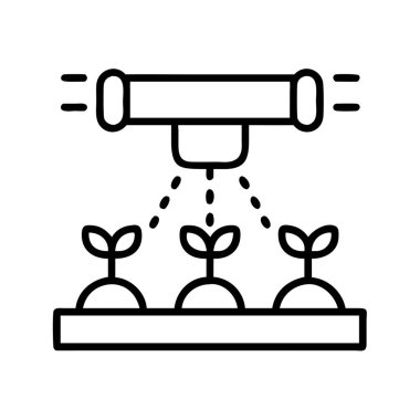 Küçük fidanları sulayan otomatik sulama sistemi