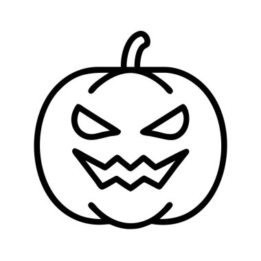 Cadılar Bayramı eğlencesi için ürkütücü Jack-o-Lantern ana hatları simgesi