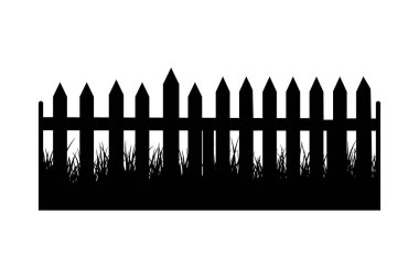 Sivri uçlu ve düz beyaz arka planda dikey levhaları olan bir çitin ayrıntılı bir çizimi