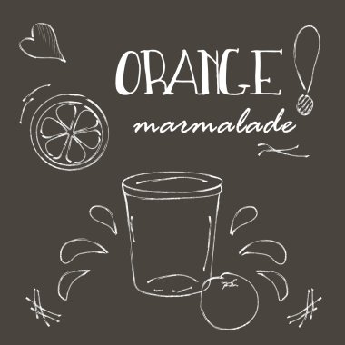 Kara tahta ile portakal marmelat kavanoz