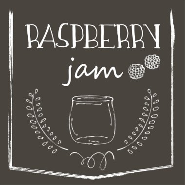 Ahududu reçeli kavanoz ile kara tahta