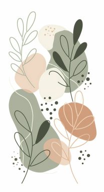 Şeftali, Gri ve Krem Şekilli Soyut Minimalist Tasarım, çeşitli şekiller ve karalama nesneleri.