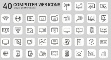 Özet olarak 40 minimalist bilgisayar ve web simgesi koleksiyonu