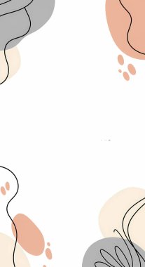 W üzerinde Organik Şekiller ve Hassas Çizgiler ile Soyut Bileşim