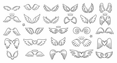 El yapımı melek kanatları ve haleler basit bir sanat tarzında, ruhani veya tasarım projeleri için mükemmel..