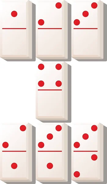 Isometric domino taşı düşük sayı karışık beyaz ve kırmızı renk - vektör illüstrasyonu