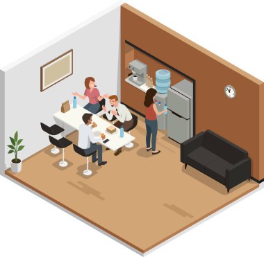 İşçi büfede öğle yemeği yiyor.