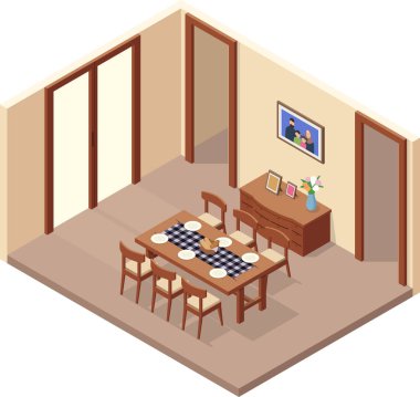 Kırsal tarzda yemek odası çizimi