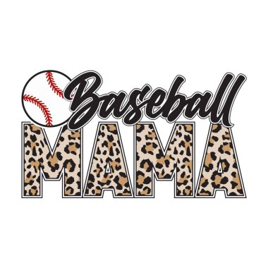 Trendy baseball mama design with leopard print letters and baseball graphic perfect for sports mom t shirt design stylish fan art for baseball lovers family supporters and team moms cute vector illustration ideal for apparel posters and creative base