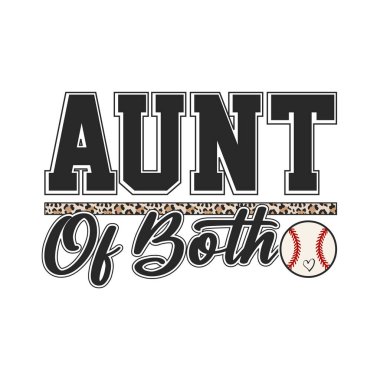 aunt of both baseball and softball design with leopard print detail and heart baseball graphic perfect for family fans and proud aunts stylish vector artwork for t shirt print sticker or poster fun sporty fashion design mixing family love athletic pr