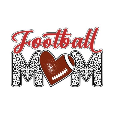 Futbol anne vektör tasarımı kalp şeklinde bir futbol ve leopar desenli tipografi tişörtler için mükemmeldir çantalar ve baskılar moda spor sanat eserleri takımlarını destekleyen anneler için mükemmeldir şık atletizm tasarımı ve giyim için idealdir