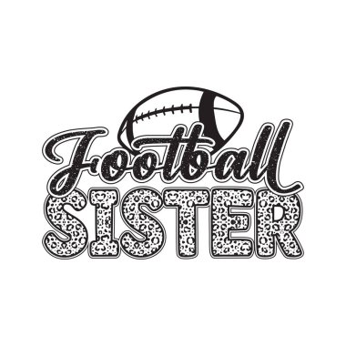 Leopar desenli ve futbol grafikli Amerikan Futbolu Kardeş tasarımı. Tişörtler, dijital sanat ve yüceltme için mükemmel. Gururlu kız kardeşlerin takımları için sevgi ve şevkle tezahürat etmesi için ideal. Futbol sezonu için harika bir aile dizaynı.