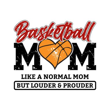 İlham verici ve komik basketbol anne tasarımı kalp basketbol şekli ve kalın harflerle. Maç gününde tezahürat yapan gururlu spor anneleri için mükemmel. Tişörtler, çıkartmalar, kupalar ve süblimleşme baskıları için harika. Tadını çıkarmak için modaya uygun stil sanat çalışması