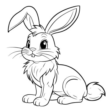 Siyah beyaz çizgili sevimli tavşan tavşan vektör çizimi, tatlı detaylarla. Çocuk boyama sayfaları, Paskalya tasarımları, çocuk resimleri, çıkartmalar ve dijital indirmeler için mükemmel. Çocuklar ve bahar için neşeli ve yaratıcı hayvan resimleri.