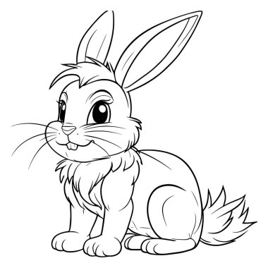 Siyah beyaz çizgili sevimli tavşan tavşan vektör çizimi, tatlı detaylarla. Çocuk boyama sayfaları, Paskalya tasarımları, çocuk resimleri, çıkartmalar ve dijital indirmeler için mükemmel. Çocuklar ve bahar için neşeli ve yaratıcı hayvan resimleri.