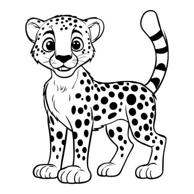 tapılası karikatür çita yavrusu çizimi boyama sayfaları için mükemmel çocuk kitapları ve safari projeleri basit sanat eseri vahşi hayvan tasarımı eğitici materyaller için idealdir çıkartmalar ve dijital sanat eğlencesi karakteri.