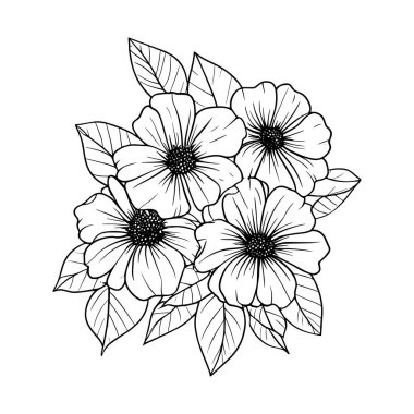 Ayrıntılı çiçek çelengi ile süslenmiş zarif tek boynuzlu at ana hat vektörü.