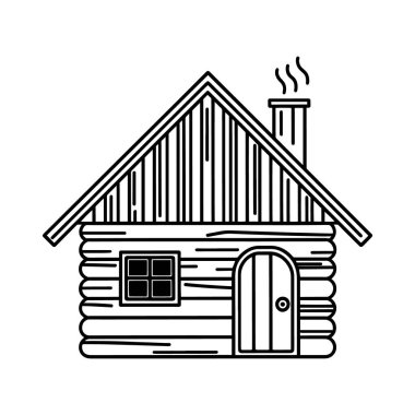 Ön bahçesinde kiremitli çatı, baca ve çalılar olan büyüleyici bir kır evi taşıyıcısı. Çocukları boyamak için mükemmel kitaplar, ev dekorasyonu baskıları ve mimari sanat projeleri. Yaratıcı tasarım, el sanatları ve digi için mükemmel siyah beyaz çizgiler.