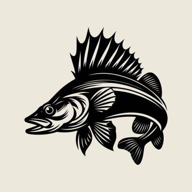 Ayrıntılı yayın balığı vektör illüstrasyonunu kalın çizgili sanat detaylarıyla klasik siyah beyaz tarzıyla. Balıkçılık temalı tişört baskıları, dövme tasarımları, açık hava spor logoları ve deniz sanatları için mükemmel. Yaratıcı projeler için yüksek kaliteli vektör ideali, dekName