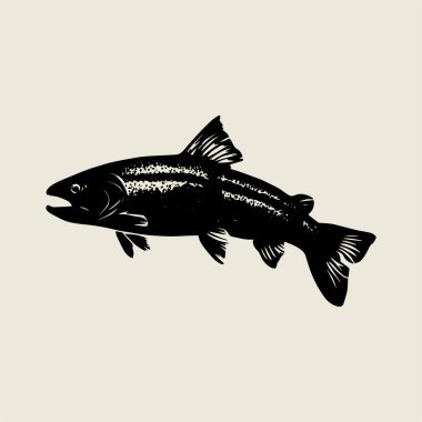 Kalın işlemeli ve ince desenli detaylarla klasik balık vektör tasarımı. Tişört izleri, balıkçı posterleri, logolar ve deniz sanatları için mükemmel. Doğa severler, balıkçılar ve açık hava temalı tasarımlar için ideal nehirler, göller ve bağbozumundan esinlenilmiş 