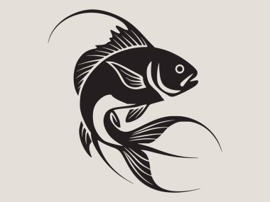 Dinamik balık ana hatları, temiz siyah beyaz çizgi sanat tarzında vektör çizimi. Gömlek tasarımı, balıkçı logoları, vahşi yaşam sanat çalışmaları ve deniz temalı grafikler için mükemmel. Macera baskıları, açık hava markaları ve...