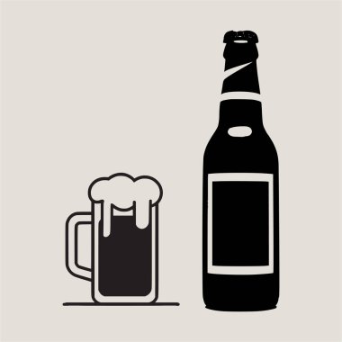 Minimalist siyah-beyaz şişe silueti tasarımı, kalın temiz çizgiler, t-shirt baskısı etiketleri, ambalaj simgeleri veya modern grafik projeleri, yaratıcı markalaştırma ve modaya uygun ticari sanat eserleri için basit içecek kabı çizimleri.