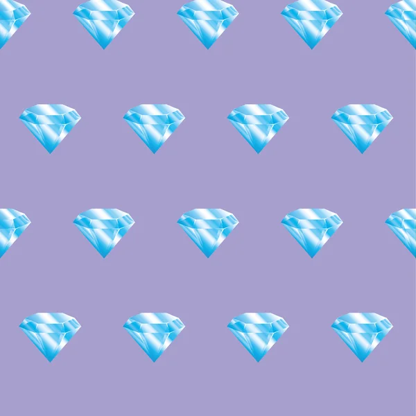 Diamantes azuis padrão sem costura em fundo violeta. Brilhantes — Vetor de Stock